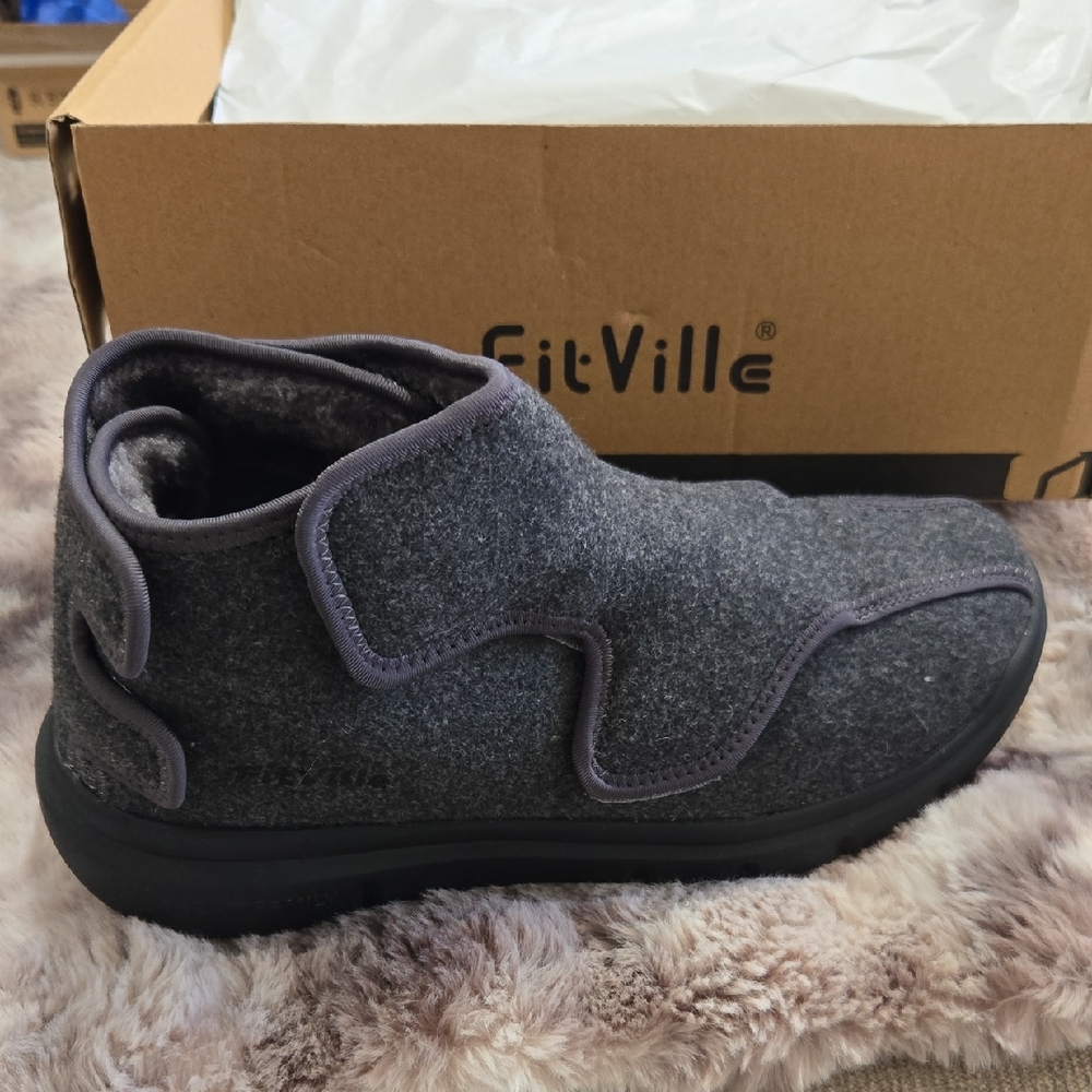 Fitville Men's Gray Diabetic Boots